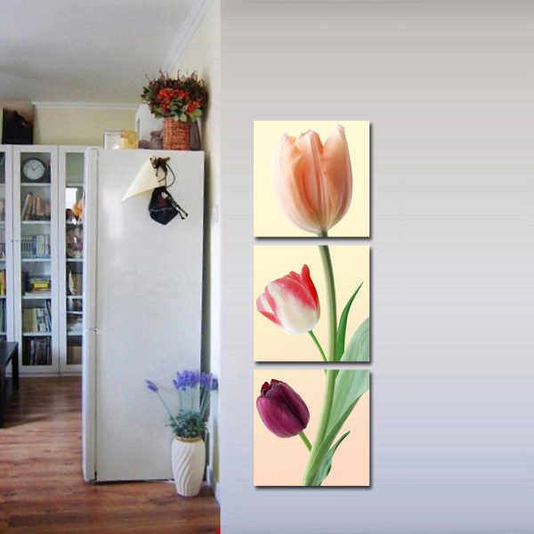 Tranh bộ treo tường hoa Tulip DH1143A (kích thước 30x90cm)-0