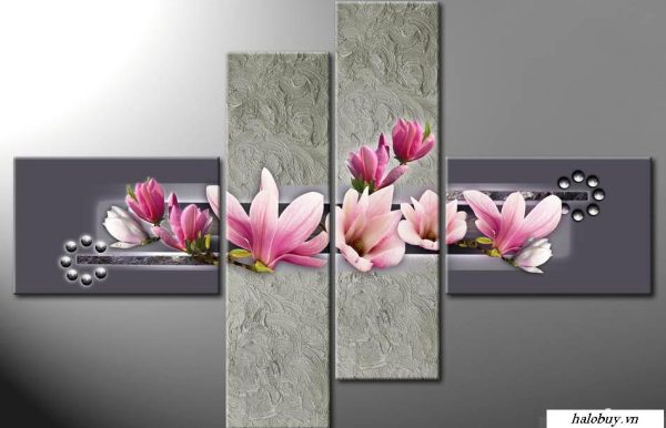 Tranh bộ nghệ thuật hoa Mộc Lan MS02 (kích thước 150x90cm)-56623