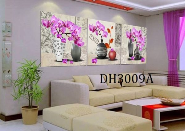 Tranh treo tường 3 bức nghệ thuật hoa lan DH3009A -60291